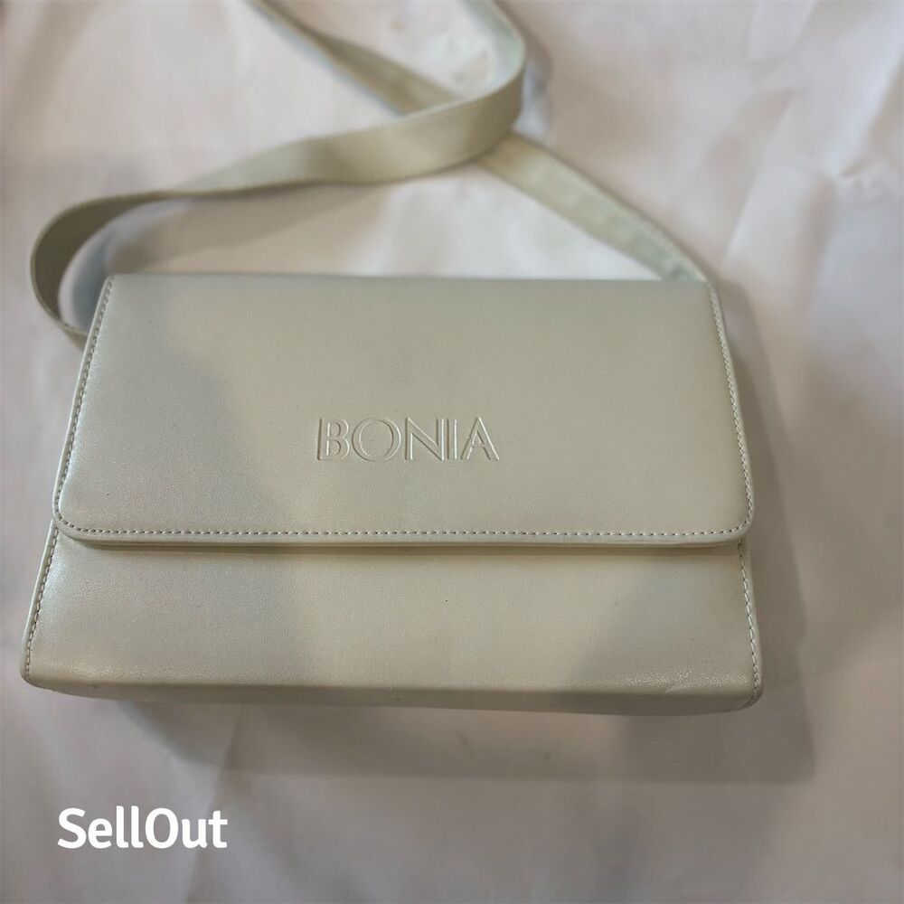 Bonia Women's Beige Crossbody Bag with Gold Hardware & Compartments